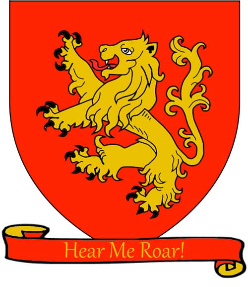 A Song of Ice and Fire arms of House Lannister red scroll