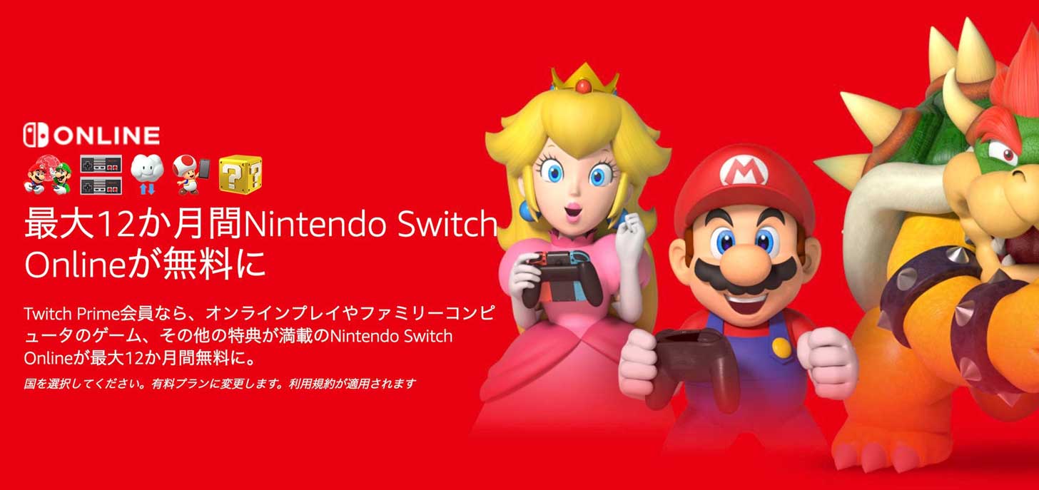 Nintend Switch Onlineが12ヶ月無料