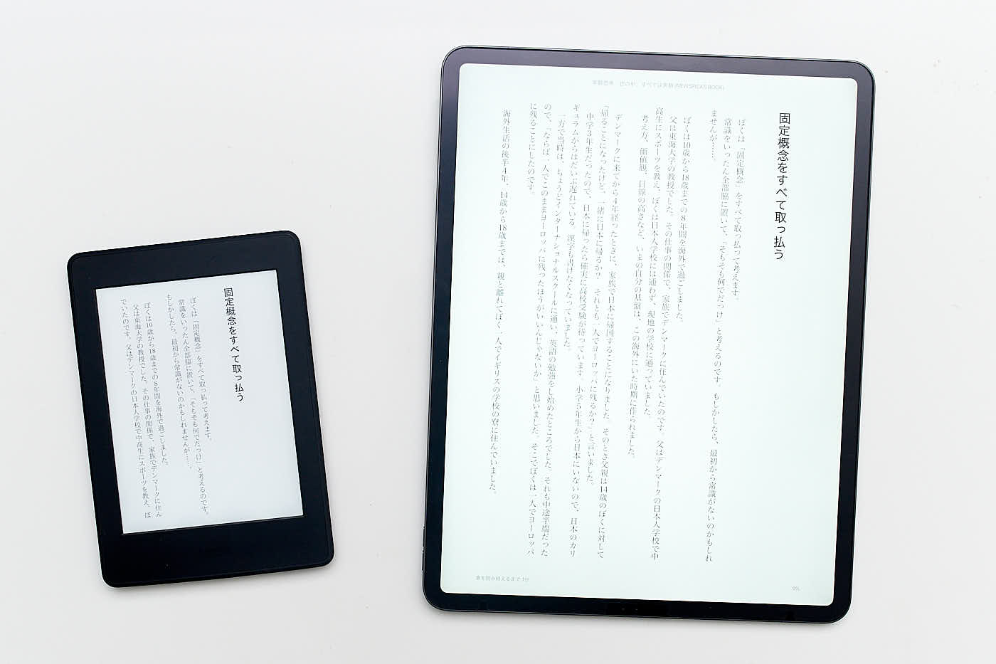 左 Kindle PaperWihite　右 iPad Pro2018